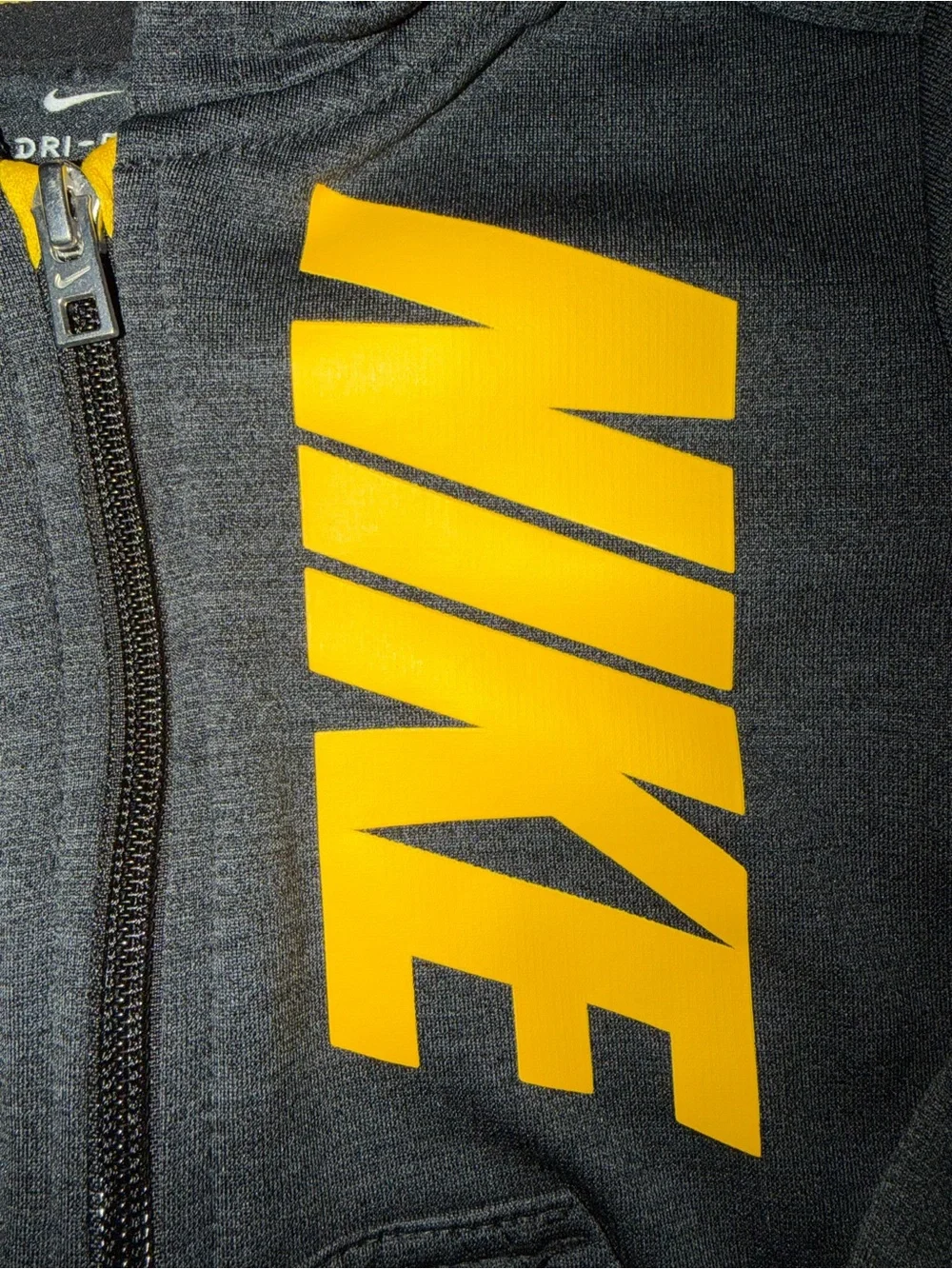 Nike Kids Gray & Yellow Full-Zip Dri-FIT Hoodie